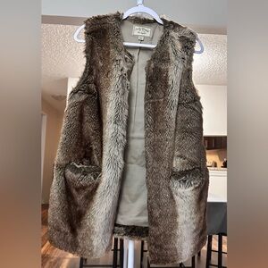 Lucky Brand Faux Fur Vest in Rich Brown